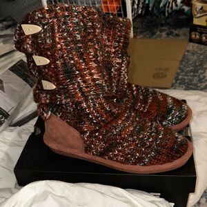 BearPaw Brown Knit Button Boots